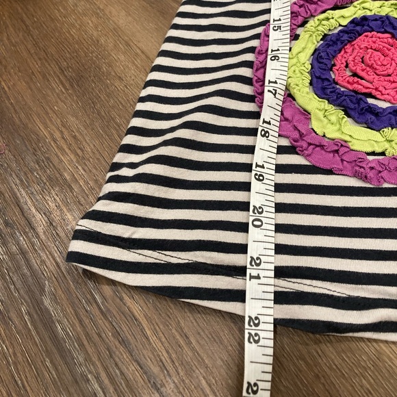 Hanna Andersson Long Sleeve Black & Gray Stripe Dress With Flowers Size 4T - Picture 5 of 9